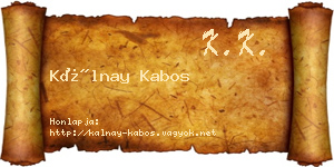 Kálnay Kabos névjegykártya